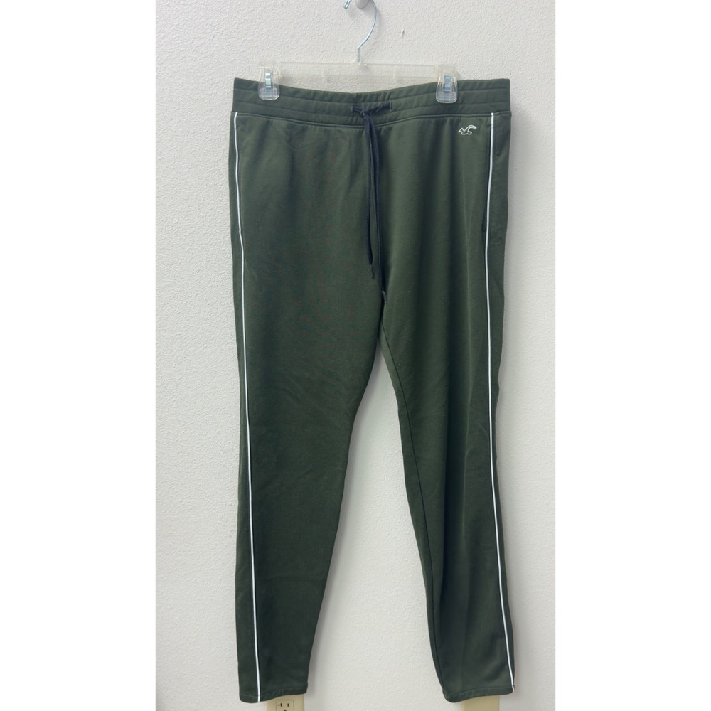 Hollister Jogger Pants Mens L Olive Green Side Stripe Sweatpants Gorpcore Preppy